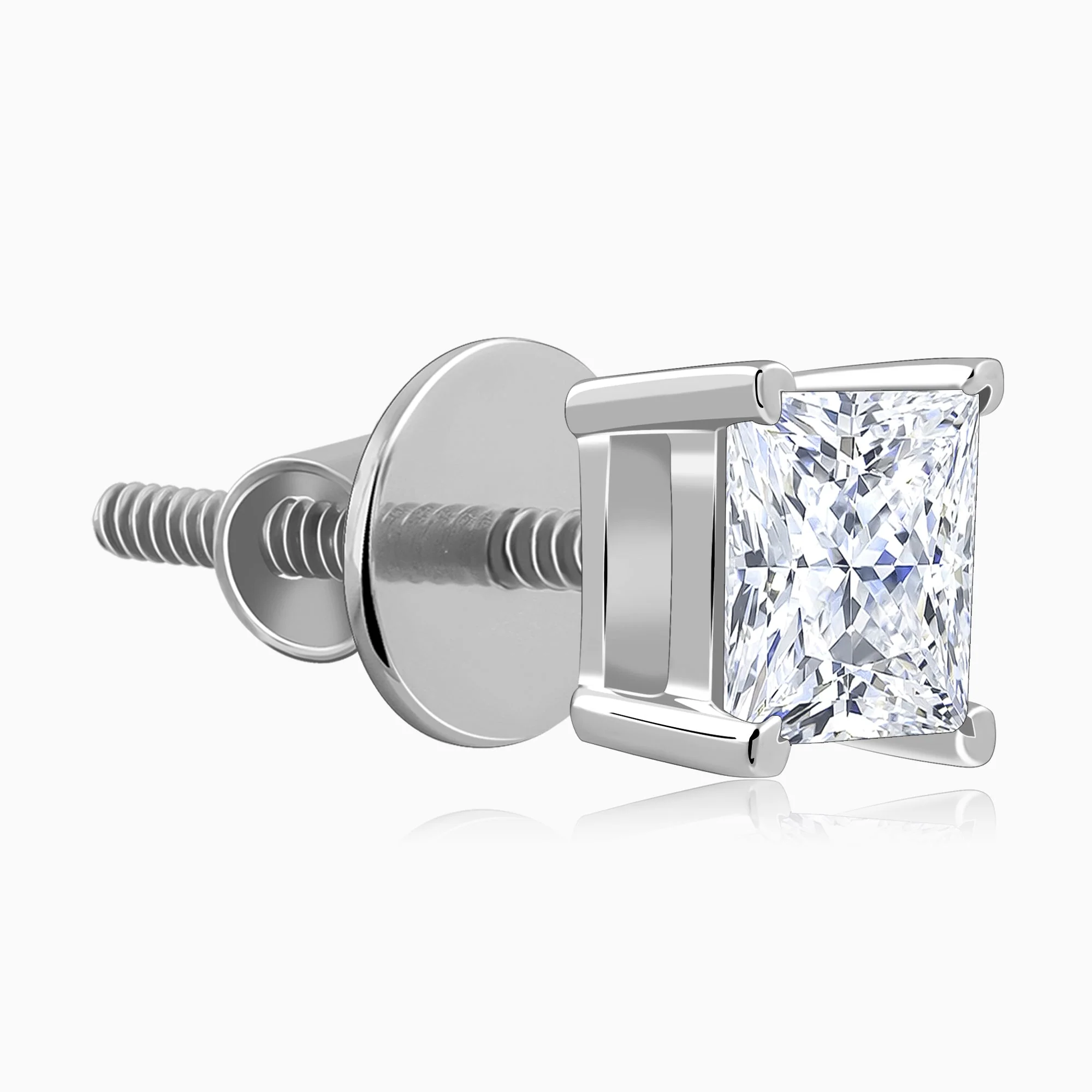 White Gold Classic Solitaire Lab Grown Diamond Studs - Image 4