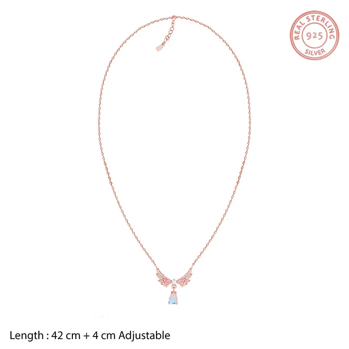 Rose Gold Divine Wings Moonstone Drop Necklace - Image 6