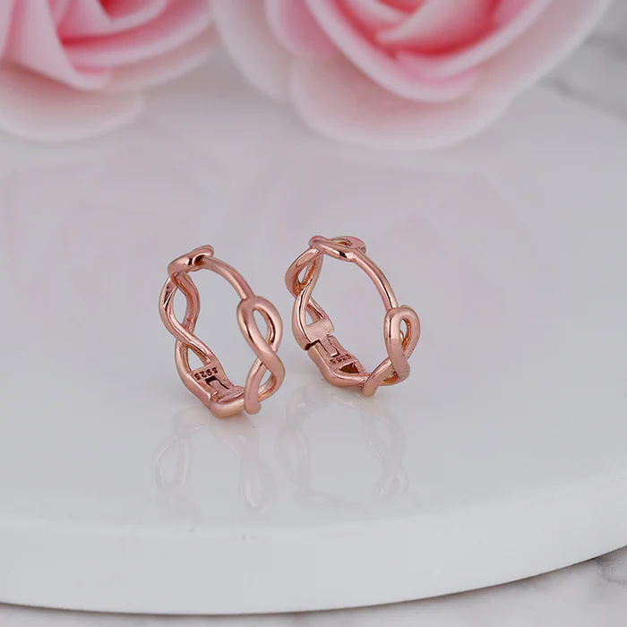 Rose Gold Infinite Loop Earrings - Image 2