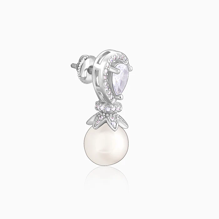 Zircon Pearl Drop Earrings - Image 4