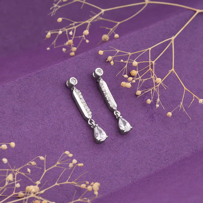 Zircon Silver Night Earrings - Image 2